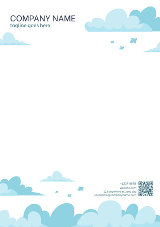 Ontwerpsjabloon van Letterhead van Letter to Customer with Illustration of Clouds