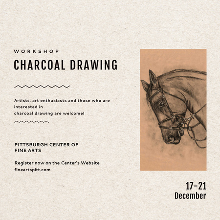 Pittsburgh Center for Fine Arts With Charcoal Drawing Instagram Design Template