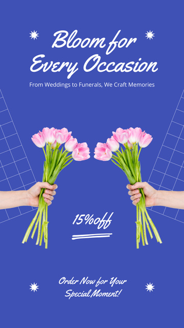 Template di design Blooming Arrangements at Reduced Prices for Any Occasion Instagram Video Story