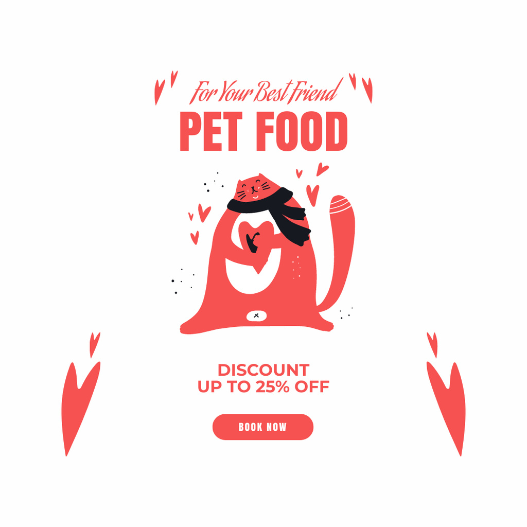 Pet Food Discount Deal With Cartoon Cat Instagramデザインテンプレート
