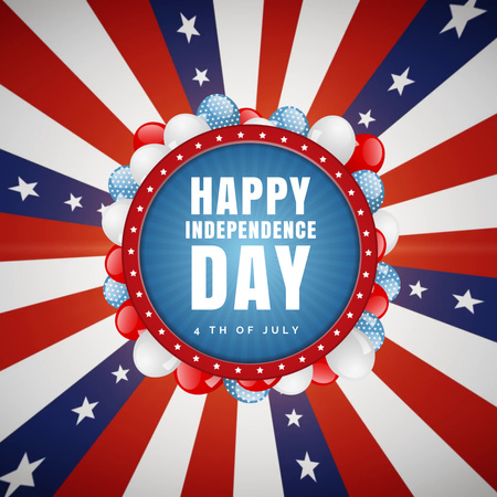 Feliz dia da independência com bandeira americana Animated Post Modelo de Design