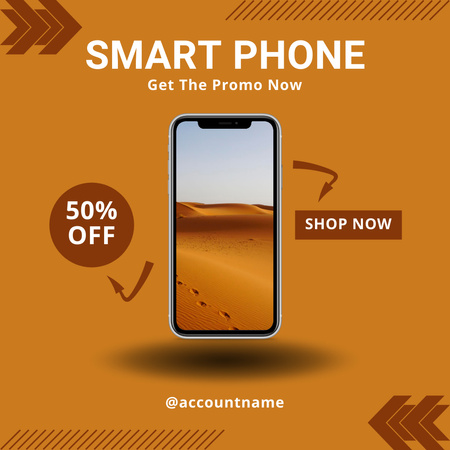 Offer Promo Code for Discount when Purchasing New Smartphone Instagram Design Template