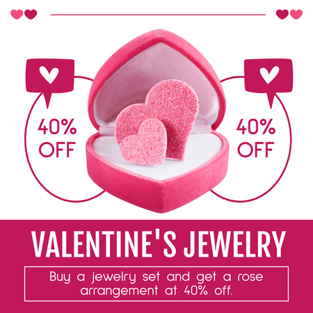 Plantilla de diseño de Conjunto de joyas para el día de San Valentín a precio reducido Instagram AD 