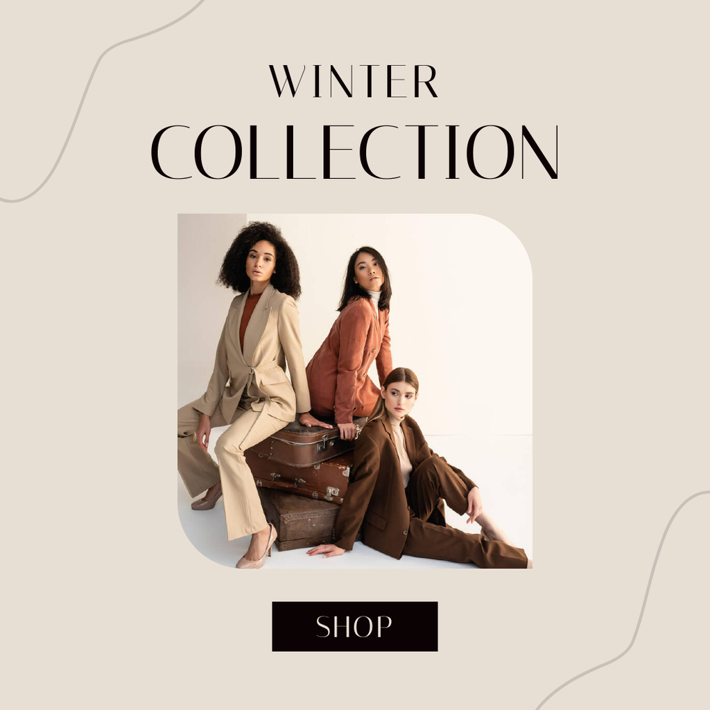 Winner Collection with Attractive Multicultural Women Instagram Design Template
