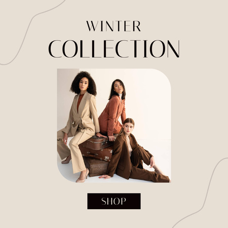 Fashion Ad with Attractive Multicultural Women Instagram Design Template