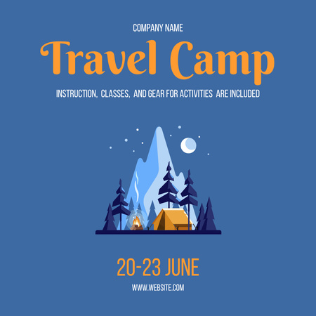 Travel Summer Camp With Instruction Classes And Gear Instagram Design Template