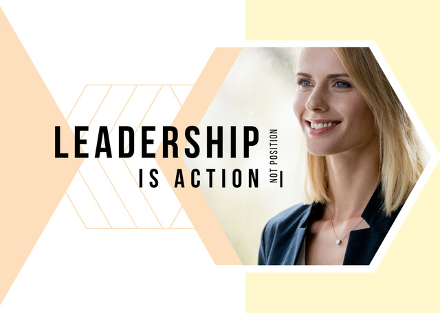 Designvorlage Leadership Concept with Confident Young Woman für Postcard