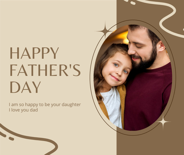 Father's Day Greeting with Little Daughter Facebook Design Template