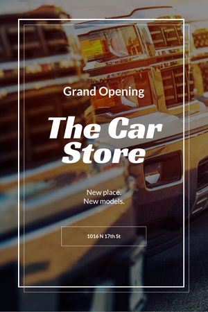 Plantilla de diseño de Anuncio de inauguración de la tienda de autos Tumblr 