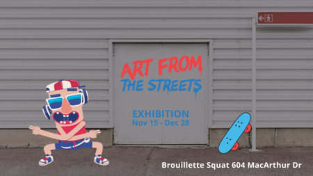 Street Art Funny Skateboarder Dancing on Backstreet Full HD video Design Template