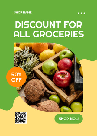 Tasty Fruits With Discount For All Food Flayer Design Template
