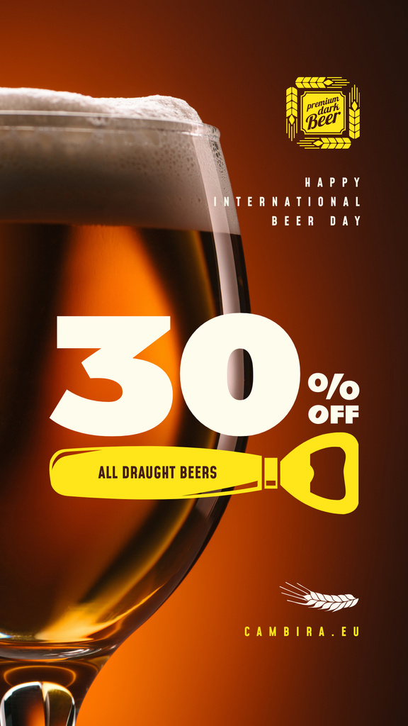 Beer Day Offer Draft in Chalice Glass Instagram Story Πρότυπο σχεδίασης