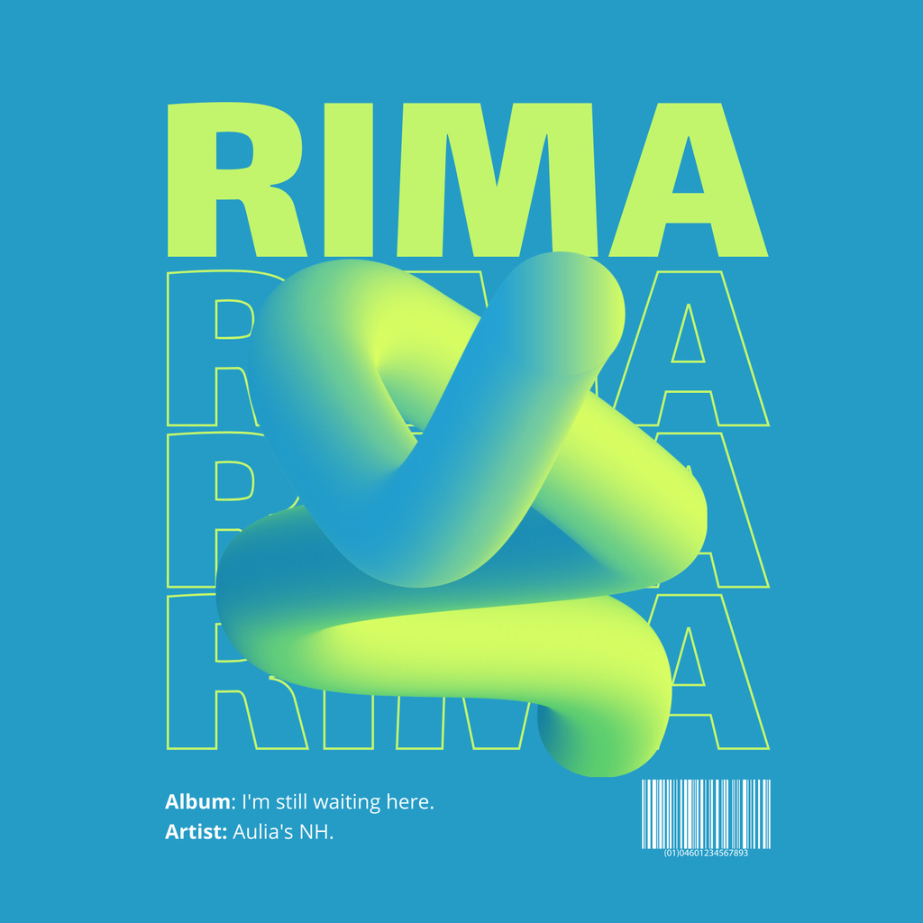 Abstract Neon Green and Blue Composition Album Cover Modelo de Design