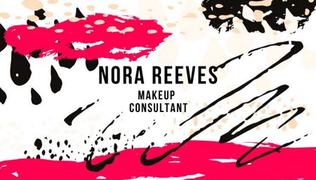 Makeup Consultant Offer with Colorful Paint Smudges Business Card US Design Template