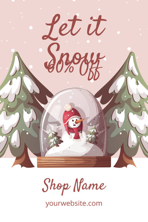 Ontwerpsjabloon van Pinterest van Winkeladvertentie met sneeuwbol met kerstboom