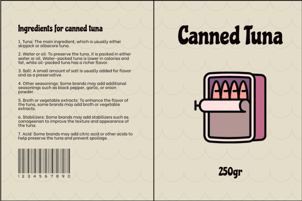 Canned Tuna Retail Label Tasarım Şablonu