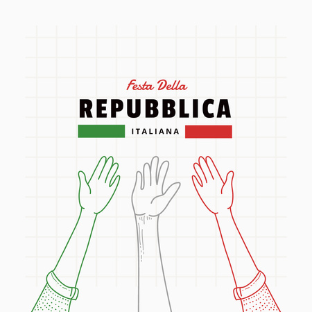 Festa Della Repubblica Celebration Announcement with Hands Instagram Design Template
