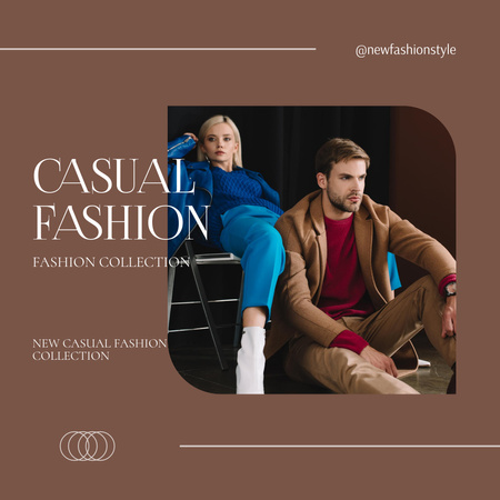 Casual Fashion Collection Brown Instagram Design Template