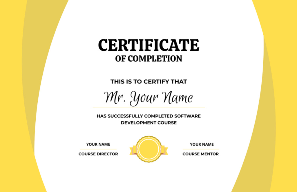 Software Development Course Completion Award Certificate 5.5x8.5in Tasarım Şablonu