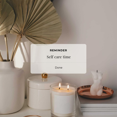 Ontwerpsjabloon van Instagram van Self Care time Inspiration with Cozy Candles