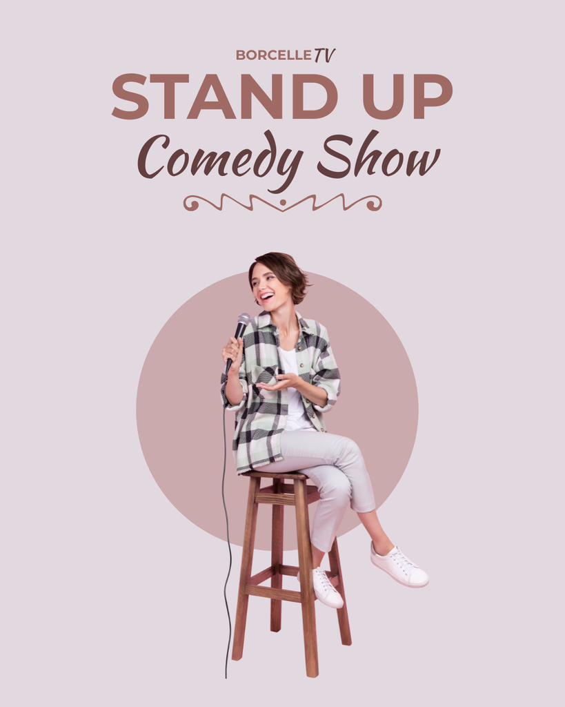 Stand Up Show with Young Woman on Chair Instagram Post Vertical Tasarım Şablonu