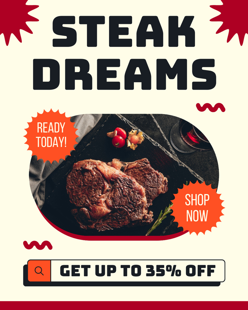 Dream Steak in Meat Market Instagram Post Vertical Modelo de Design