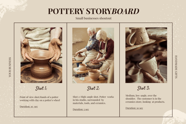 Ontwerpsjabloon van Storyboard van Pottery Production Process on Beige