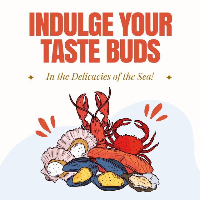 Bright Illustration of Seafood Instagram AD Modelo de Design