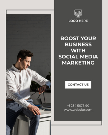 Social Media Marketing Services Ad Instagram Post Vertical Design Template