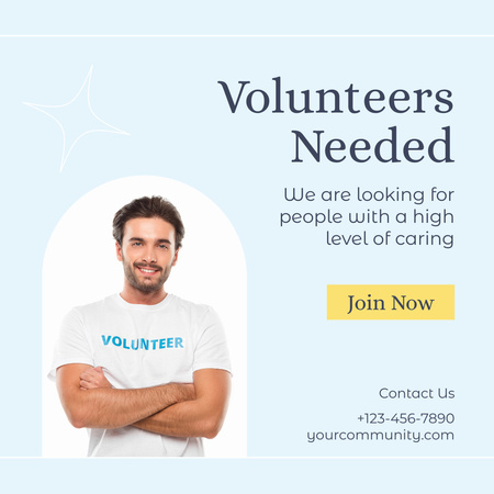 We are Looking for Volunteers with Smiling Man Instagram Design Template