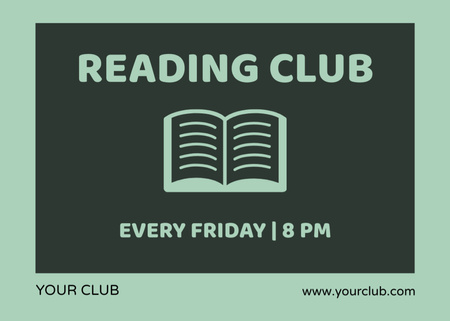 Könyv Olvasó Klub ajánlat zöld színben Postcard 5x7in tervezősablon
