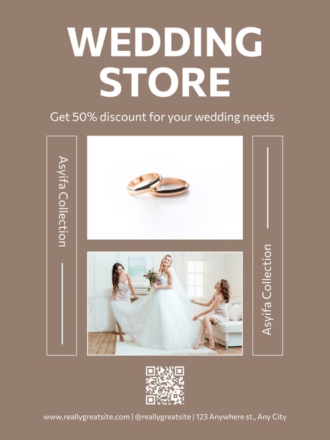 Wedding Store Ad with Attractive Bride and Bridesmaids Poster US Modelo de Design