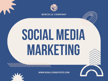 Közösségi média marketing taktika leírása kék színben Presentation tervezősablon