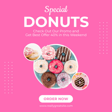 Tatlı Sırlı Donutların Özel İndirimi Instagram AD Tasarım Şablonu