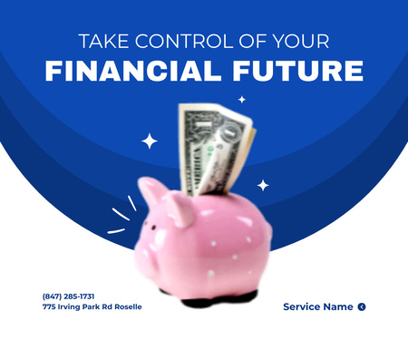 Plantilla de diseño de toma el control de tu futuro financiero Large Rectangle 