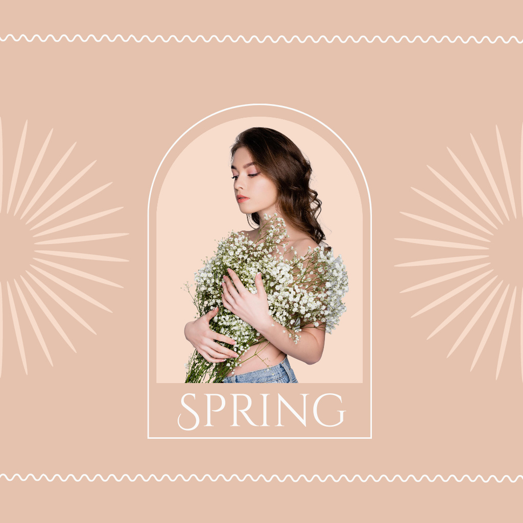Spring Fashion Trend With White Florals In Bouquet Instagram Šablona návrhu