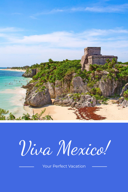 Impeccable Vacation Tour in Mexico With Scenic View Postcard 4x6in Vertical – шаблон для дизайна
