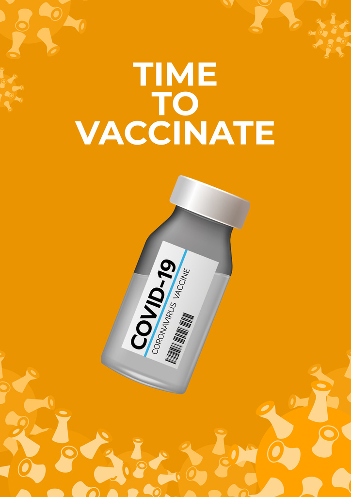Vaccination Announcement with Vaccine in Jar in Yellow Poster Design Template