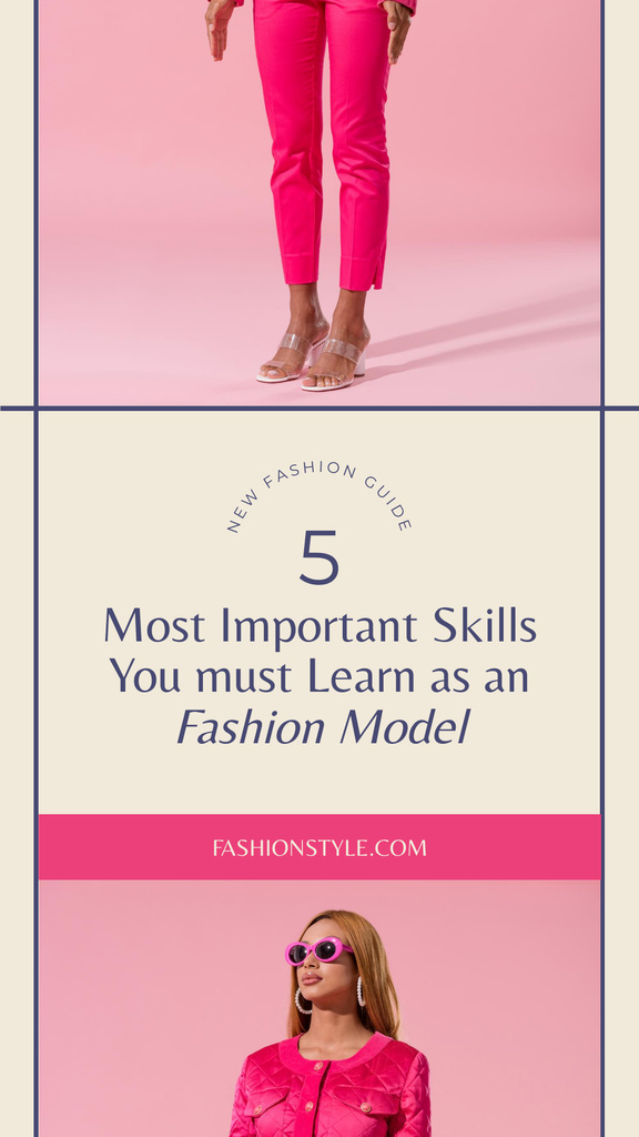 Designvorlage Most Important Skills For Fashion Model für Instagram Story