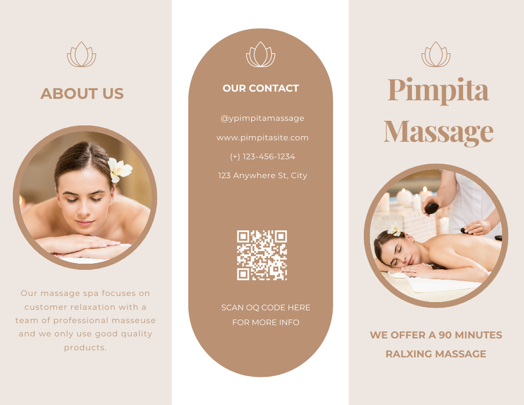 Ontwerpsjabloon van Brochure 8.5x11in van Massage Offer at Spa Center