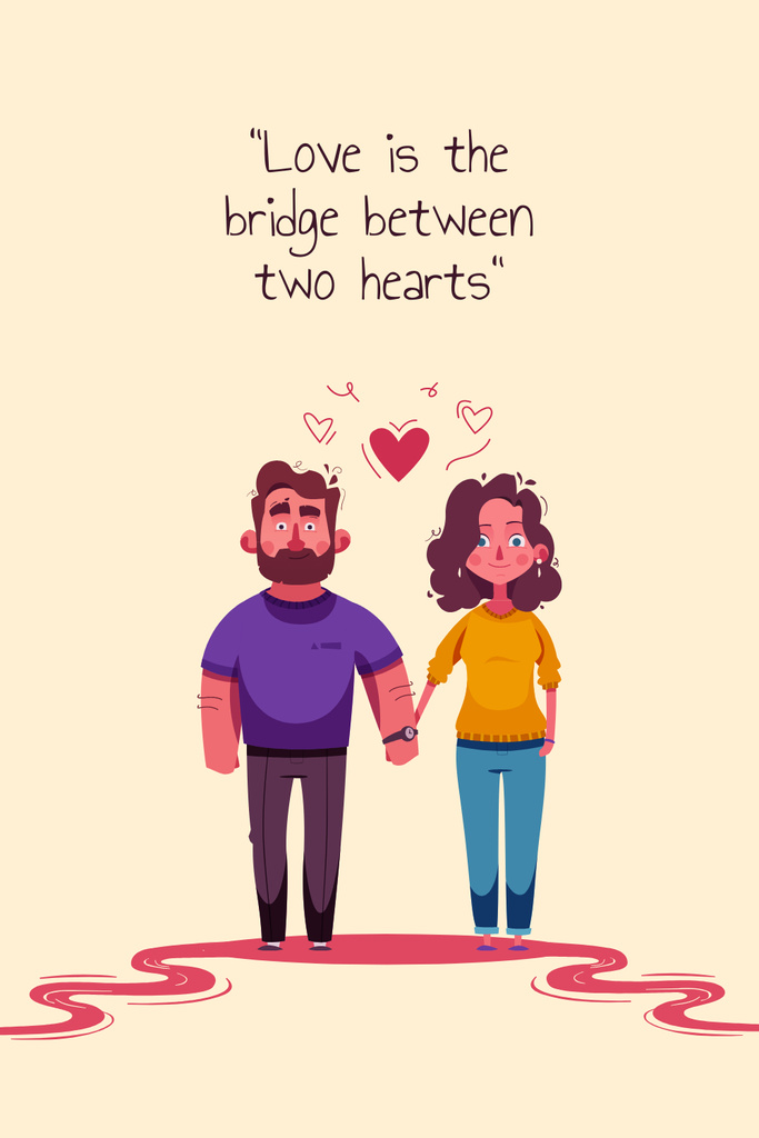 Quote about Love with Couple holding Hands Pinterest Tasarım Şablonu