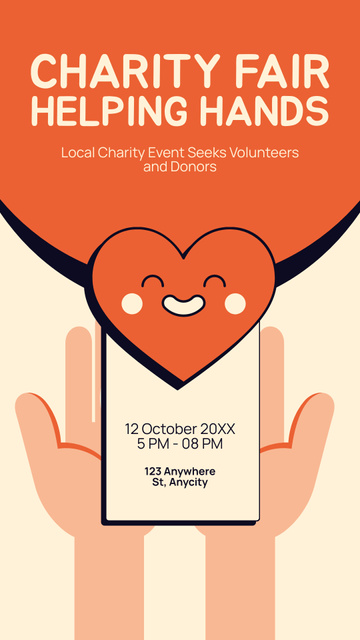 Charity Fair Announcement with Red Heart Instagram Story Πρότυπο σχεδίασης
