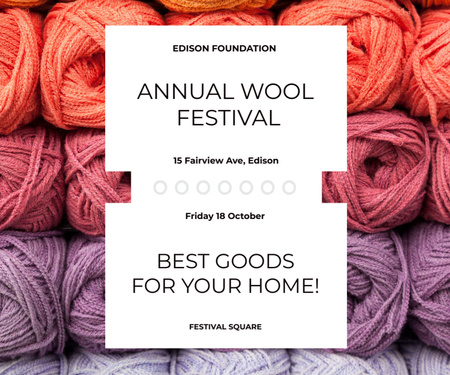 Modèle de visuel Invitation au festival de tricot avec des pelotes de laine - Medium Rectangle