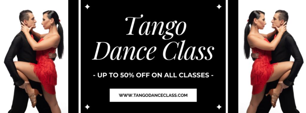 Modèle de visuel Promotion of Tango Dance Class - Facebook cover