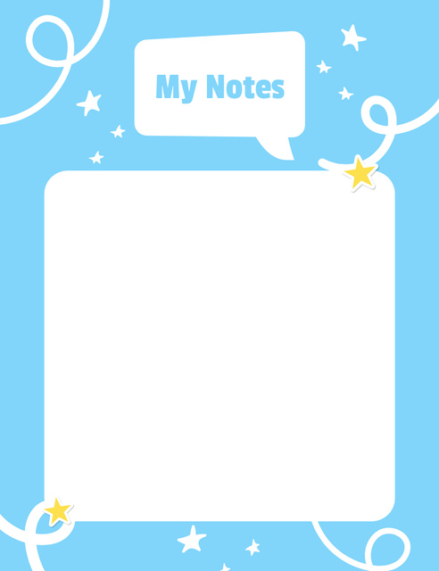 Daily Notes with Stars on Blue Notepad 107x139mm – шаблон для дизайна