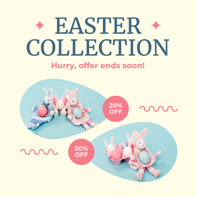Easter Collection with Cute Bunnies Instagram AD Design Template