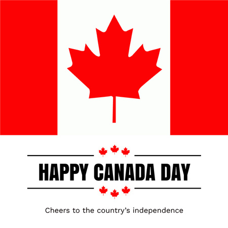 Happy Canada Day Greeting with Canadian Flag Instagram Design Template