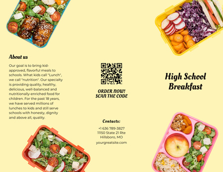 Weekly High School Breakfast Offer Menu 11x8.5in Tri-Fold Design Template
