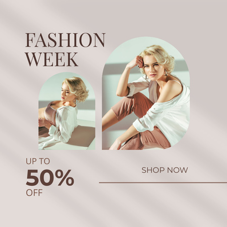Designvorlage Fashion Week And Discount In Shop für Instagram