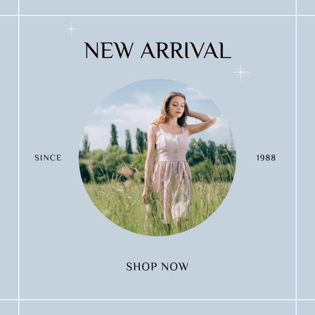 Summer Female Clothing with Woman in Meadow Instagram Design Template
